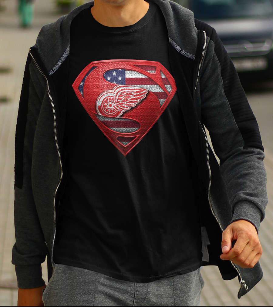Detroit Red Wings American Flag Superman T-Shirt