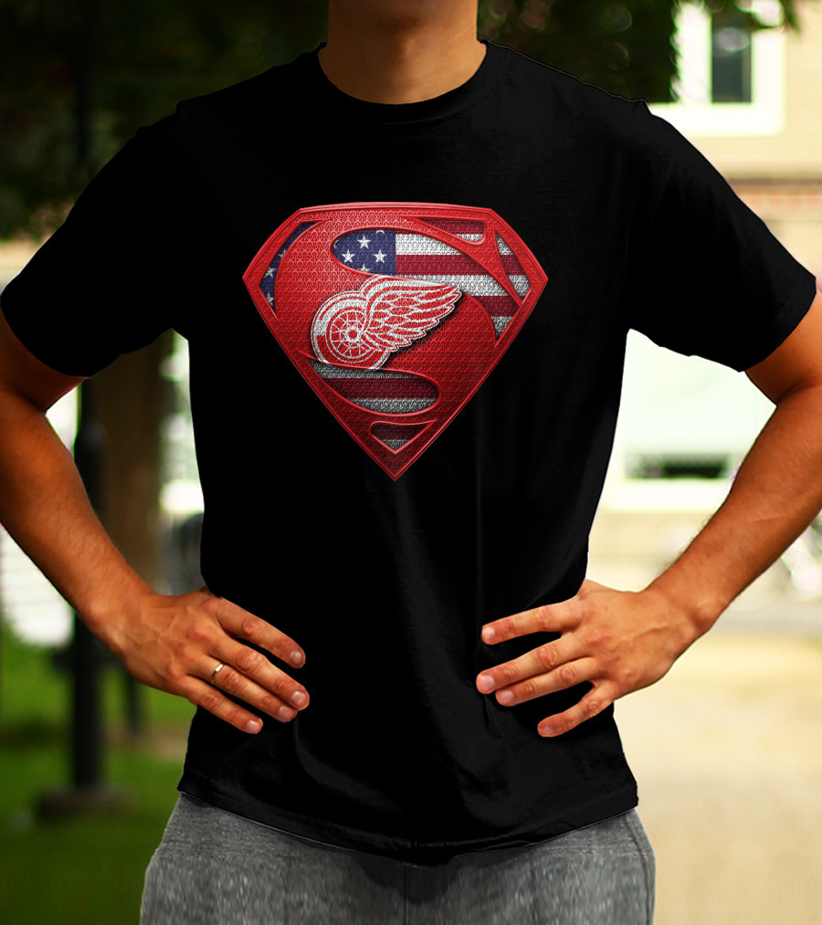 Detroit Red Wings American Flag Superman T-Shirt