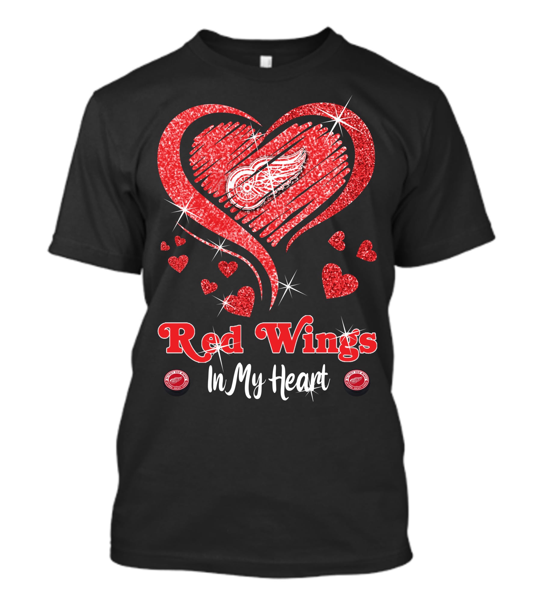 Red Wings In My Heart Detroit Love T-Shirt