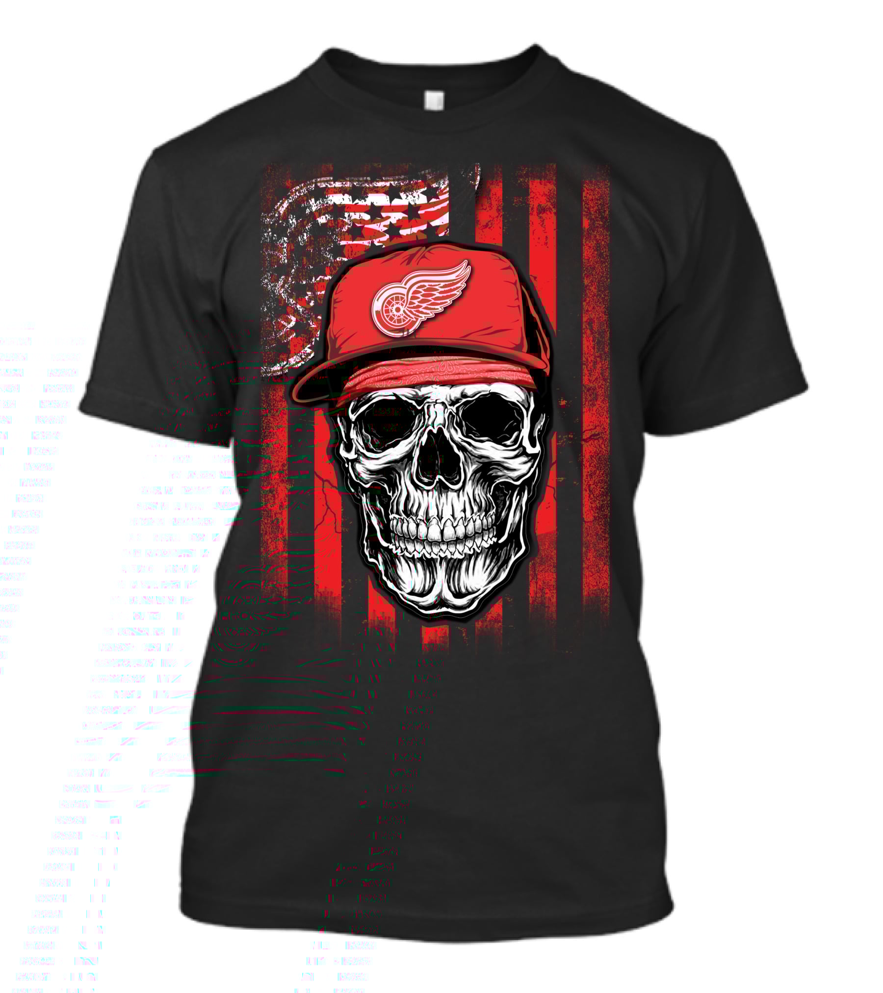 Skull Detroit Red Wings American Flag Hat T-Shirt
