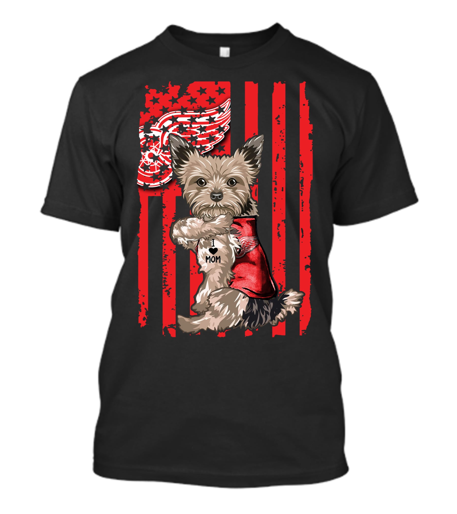 Yorkshire Terrier I Love Mom Detroit Red Wings T-Shirt