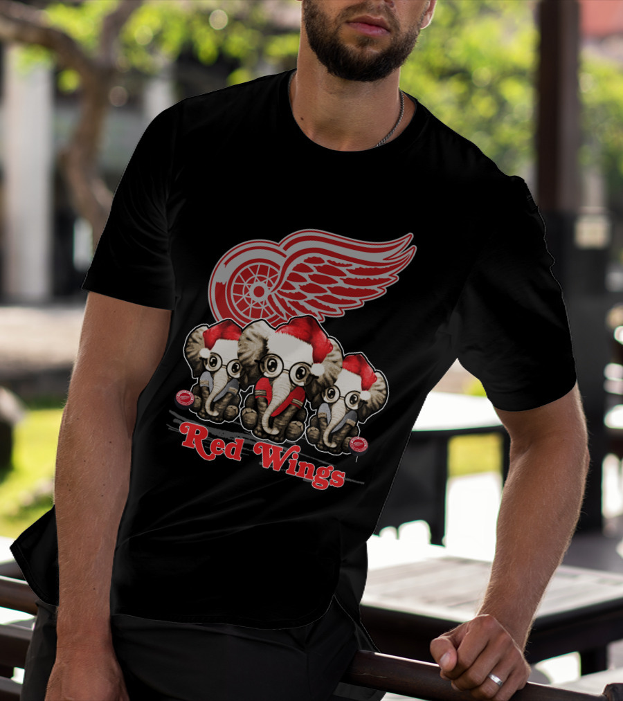 Red Wings Santa Elephants Christmas Detroit T-Shirt