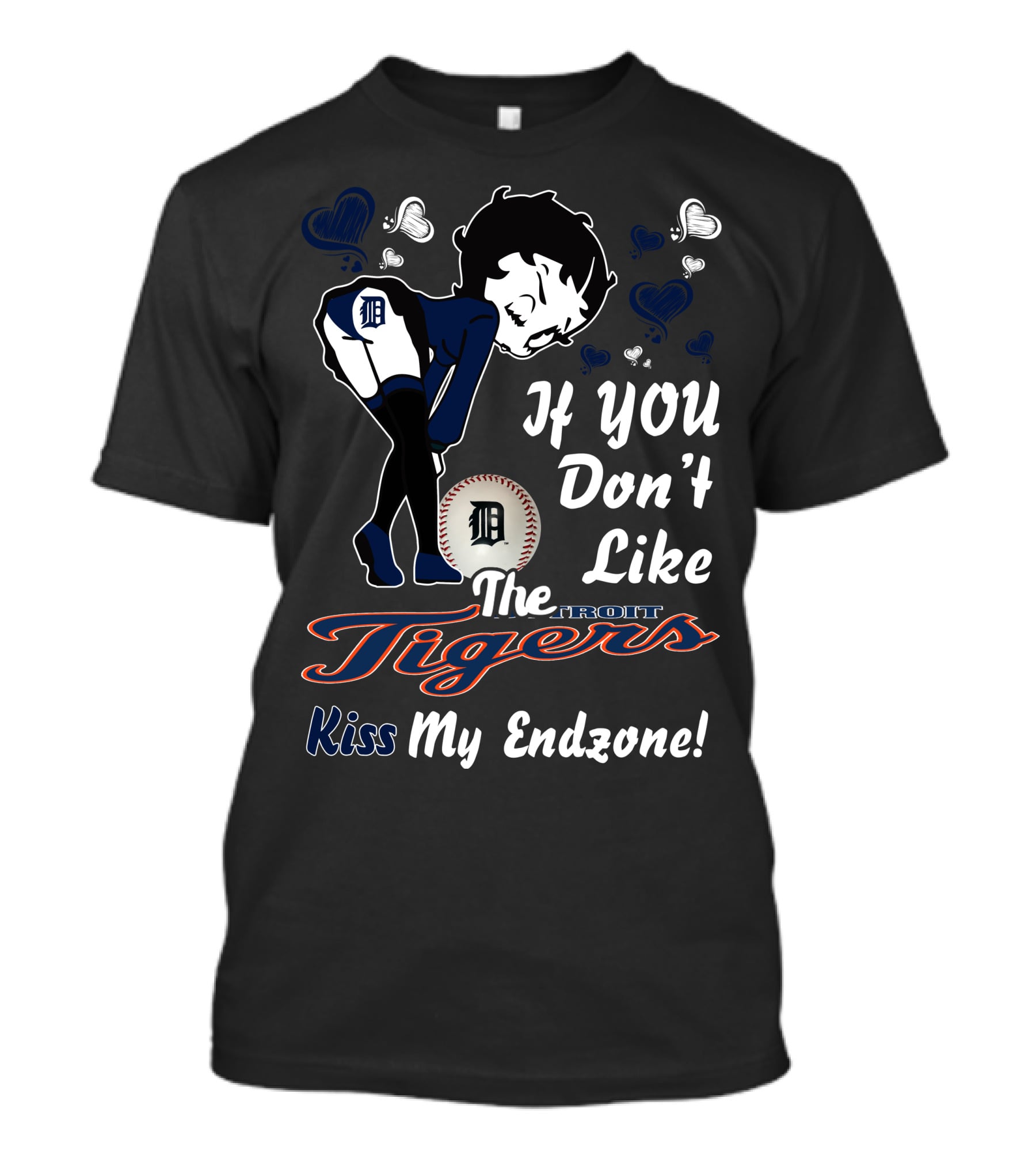 If You Don't Like The Detroit Tigers Kiss My Endzone Betty Boop T-Shirt