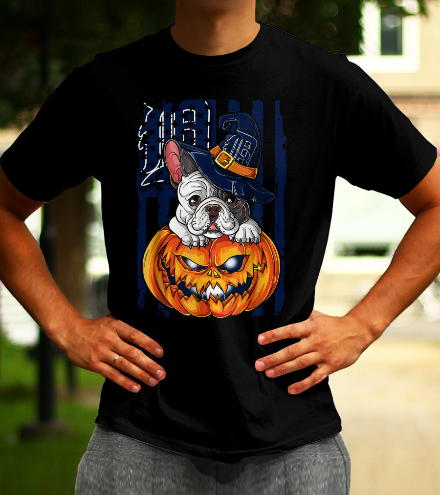 Hlw Bulldog Detroit Tigers Halloween Pumpkin T-Shirt