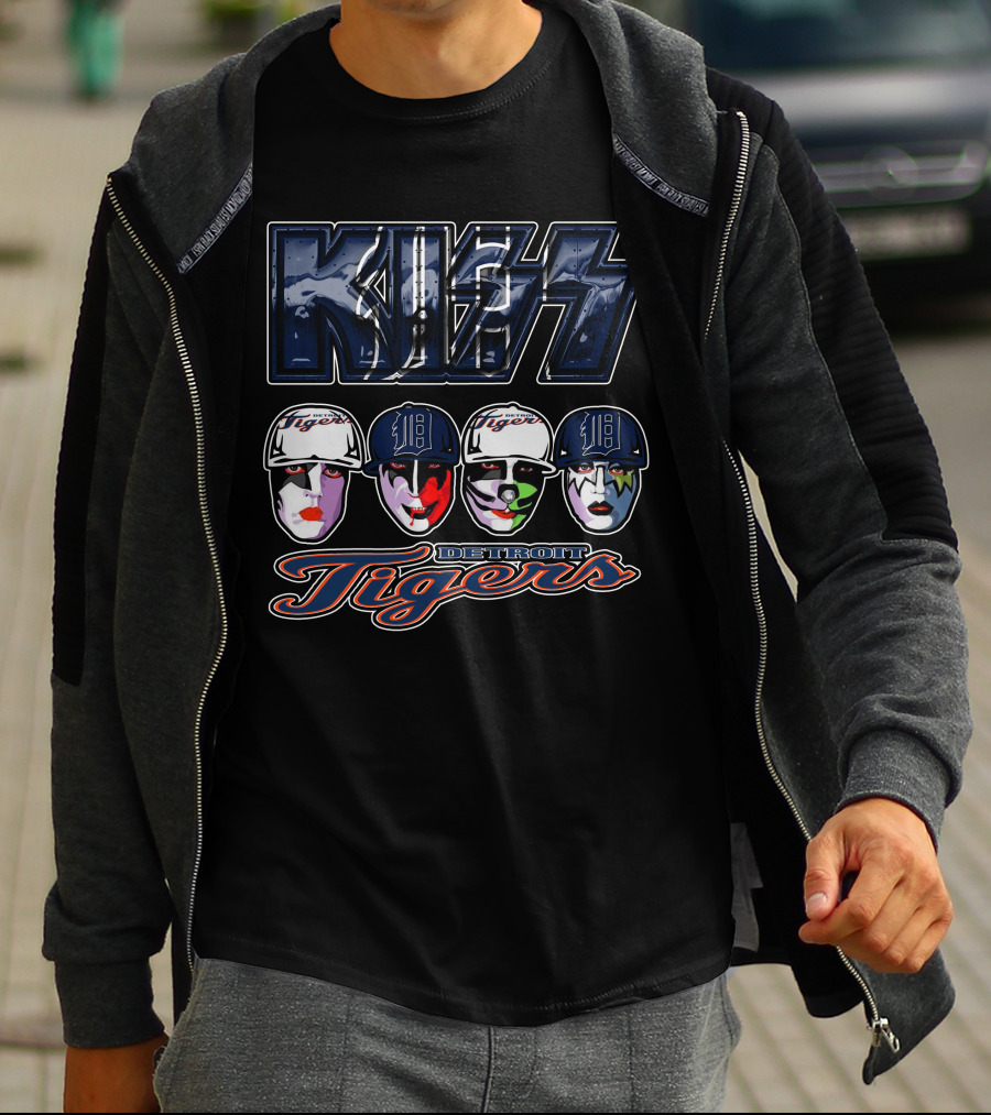 Kiss Detroit Tigers Faces Baseball Crossover T-Shirt