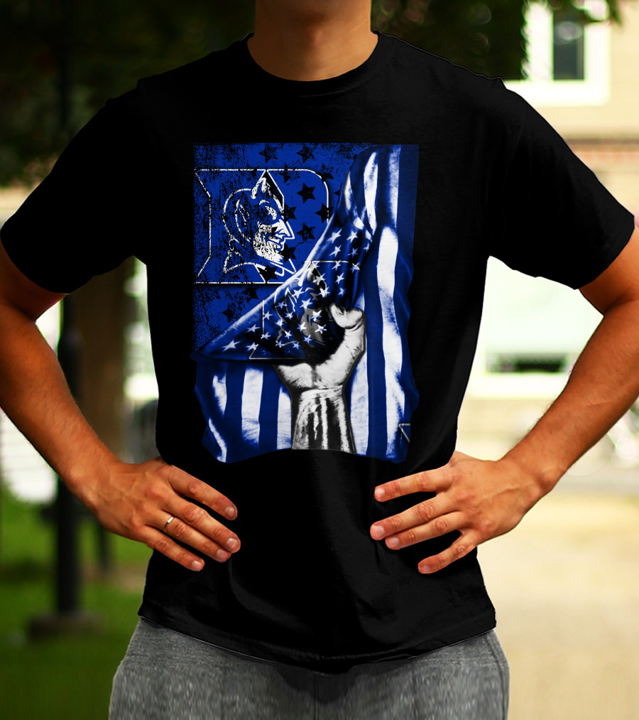USA Flag With Duke Blue Devils Symbolic T-Shirt
