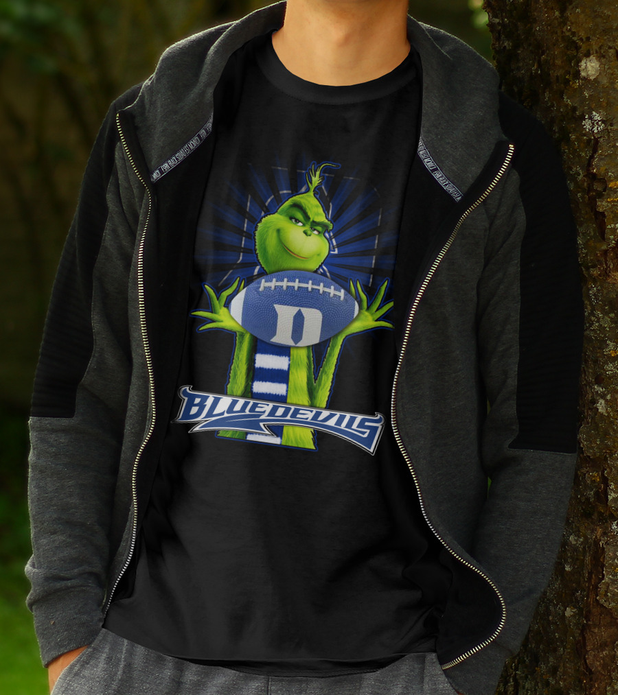 Grinch Holding Duke Blue Devils Football T-Shirt