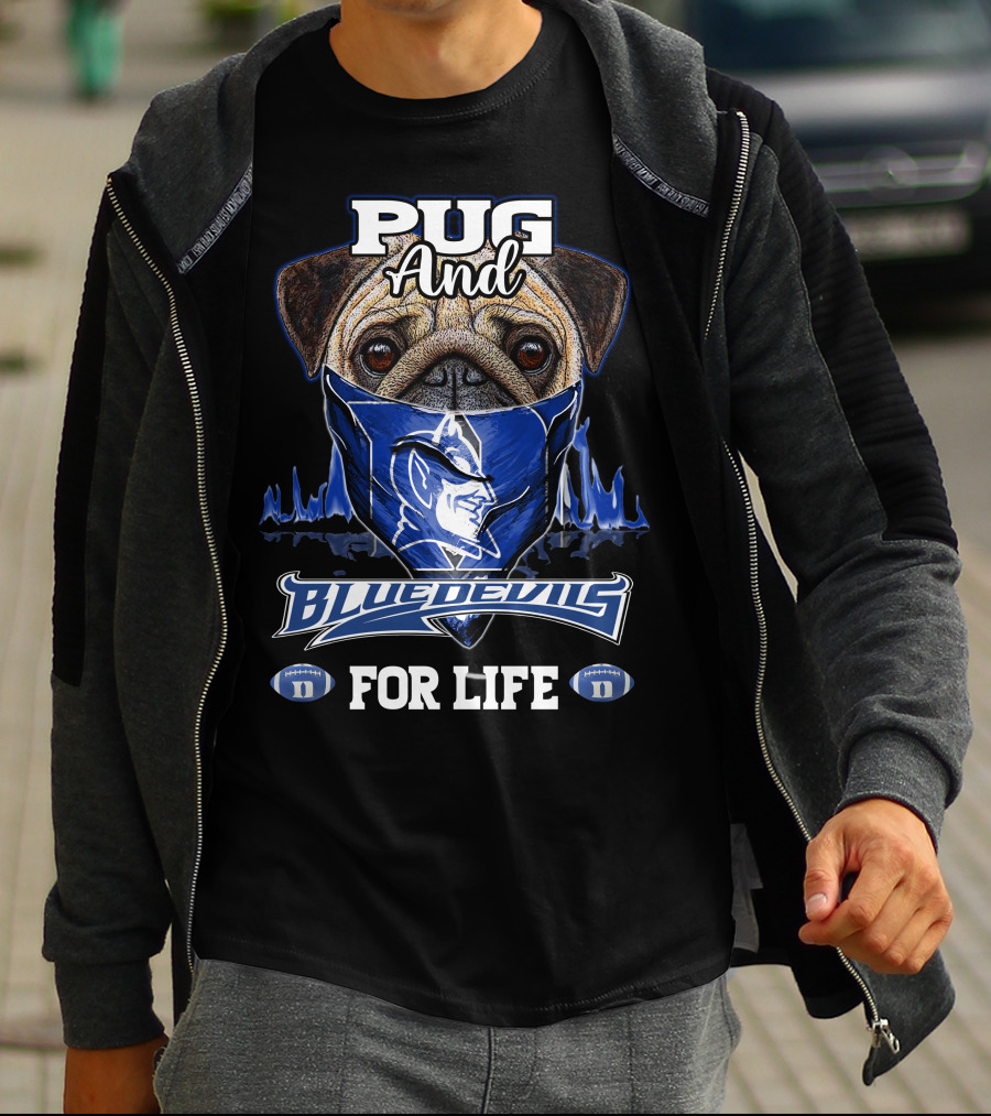 Pug And Blue Devils For Life T-Shirt