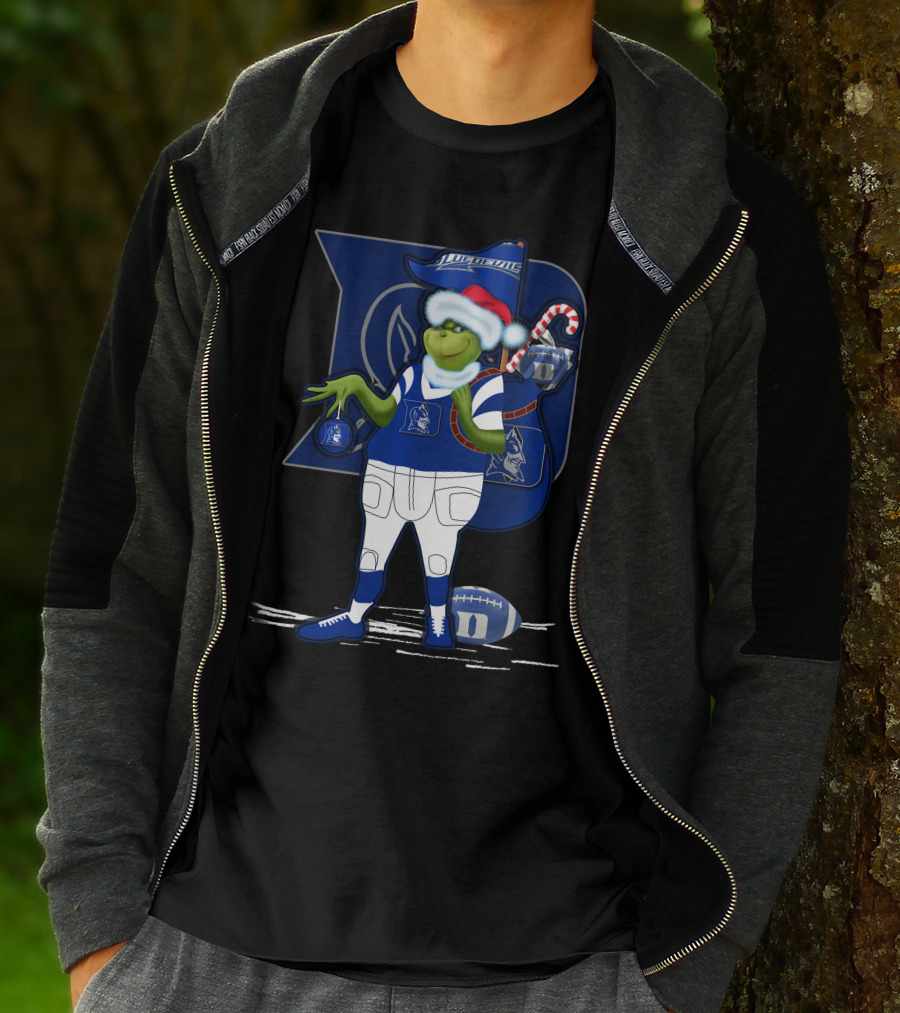 Grinchxmas Duke Blue Devils Football Santa Claus Festive Crossover T-Shirt