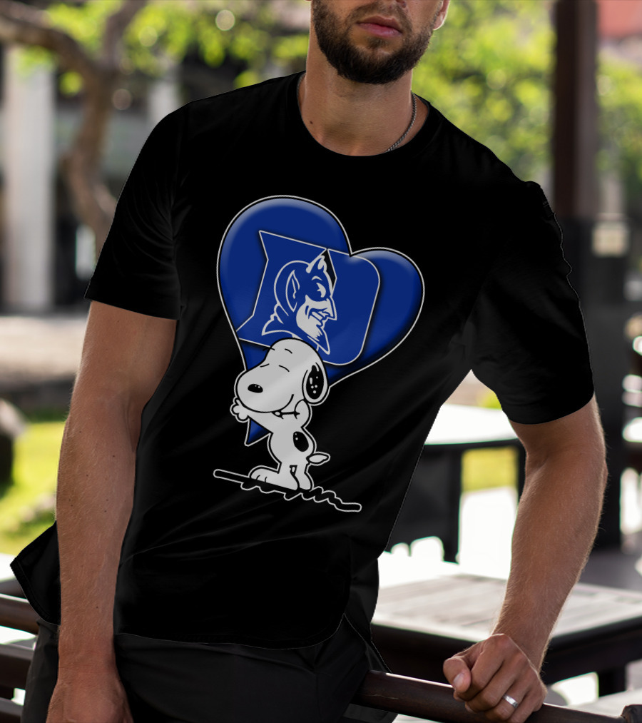 Snoopy Hugging Duke Blue Devils Heart T-Shirt