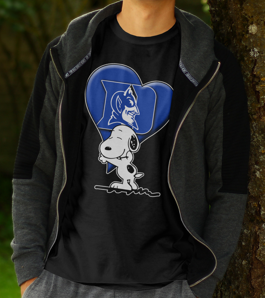 Snoopy Hugging Duke Blue Devils Heart T-Shirt