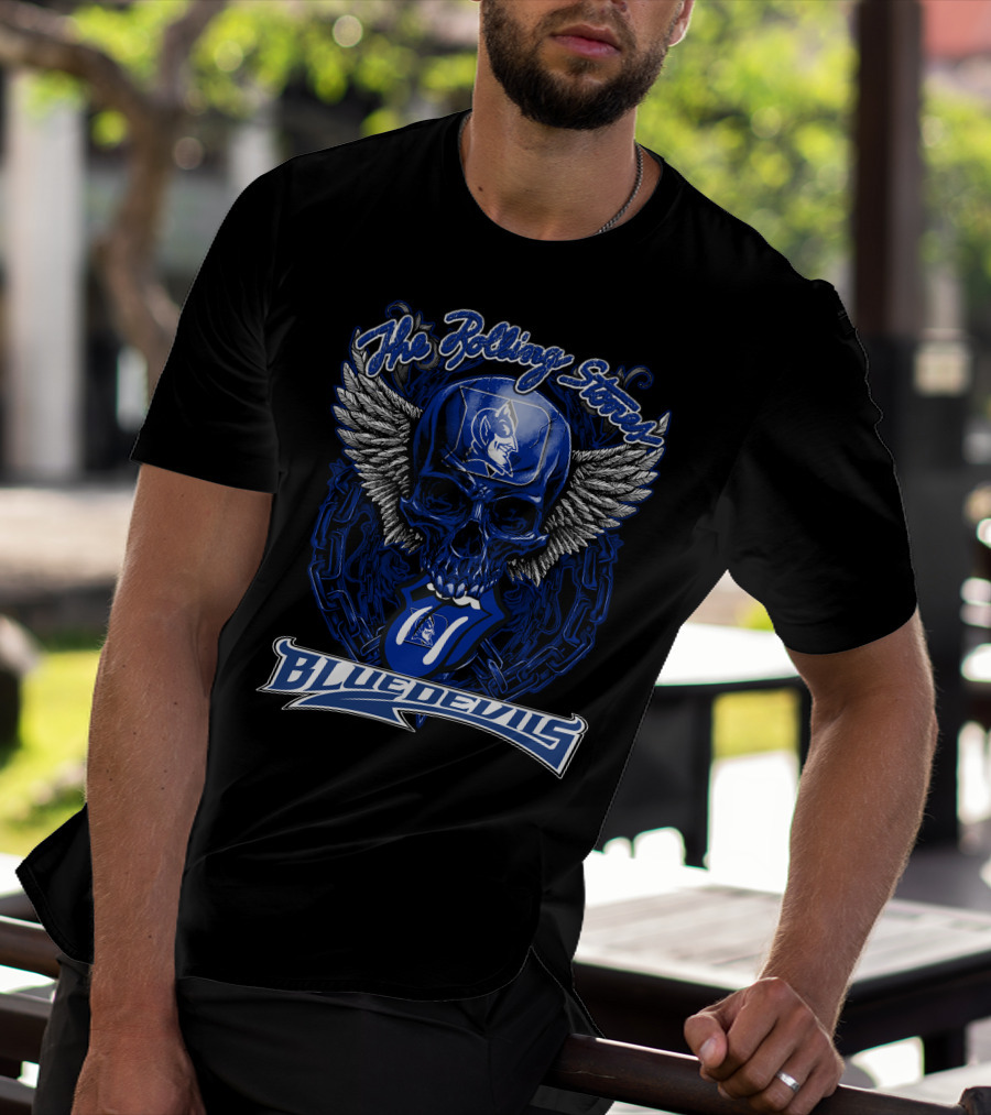 The Rolling Stones Duke Blue Devils Skull With Wings And Tongue T-Shirt