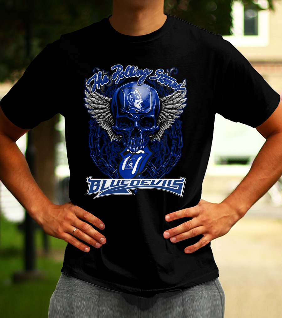 The Rolling Stones Duke Blue Devils Skull With Wings And Tongue T-Shirt