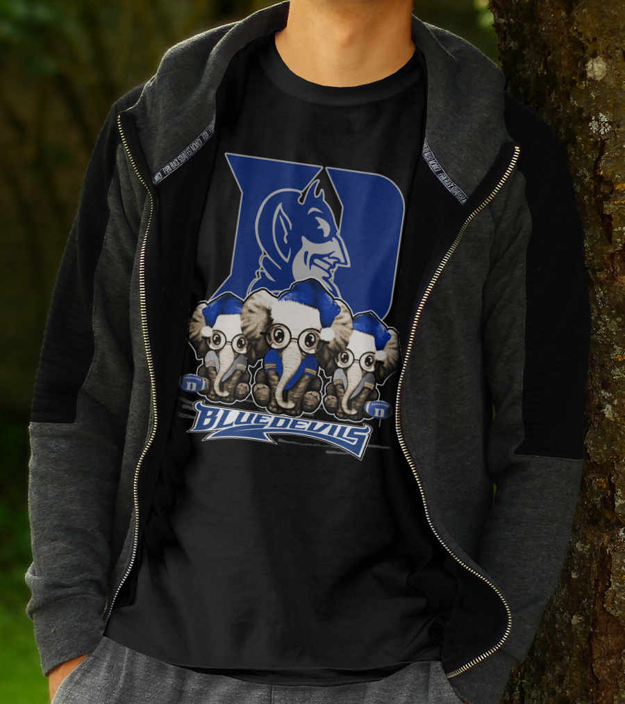 Elephant Xmas Duke Blue Devils Holiday Trio T-Shirt