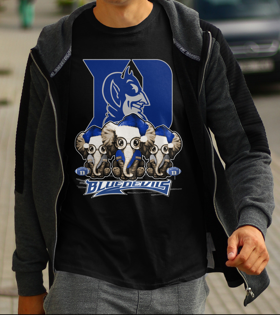 Elephant Xmas Duke Blue Devils Holiday Trio T-Shirt