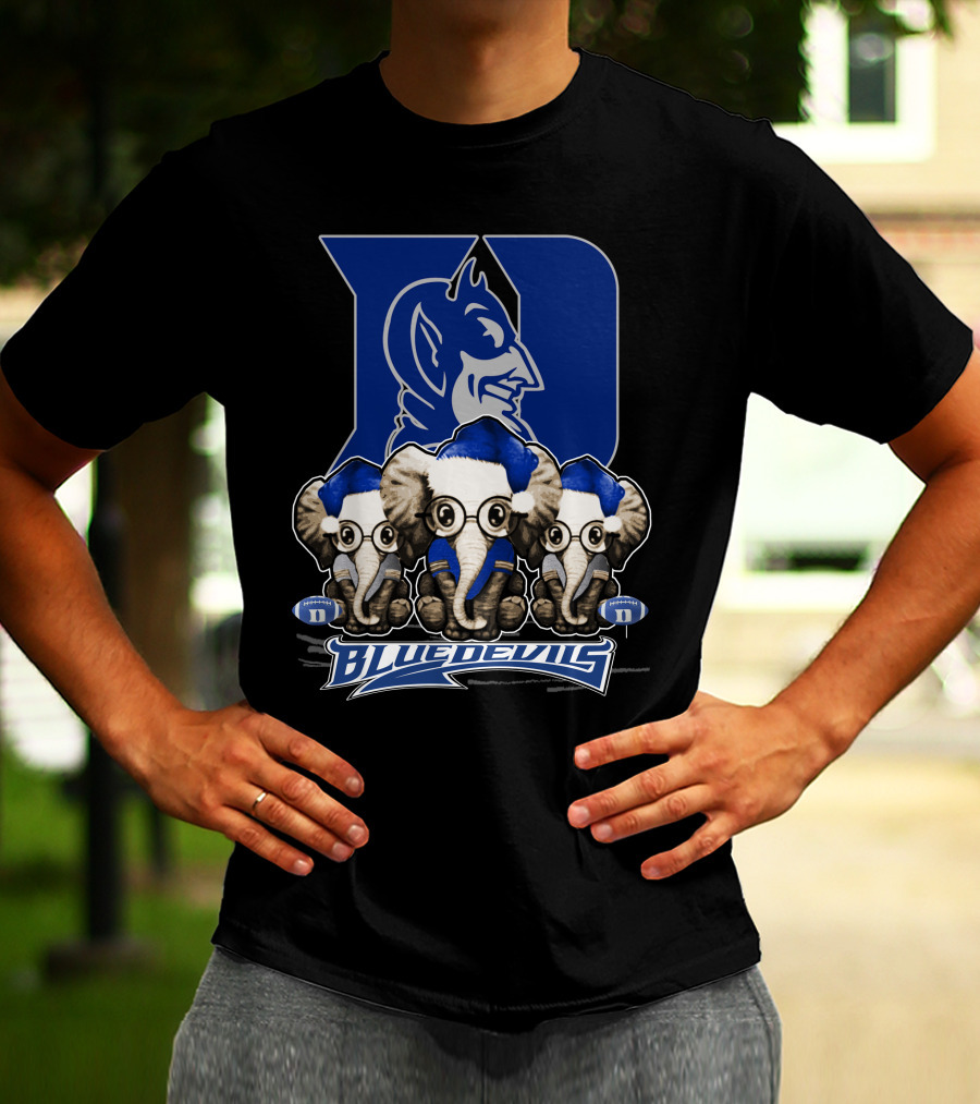 Elephant Xmas Duke Blue Devils Holiday Trio T-Shirt