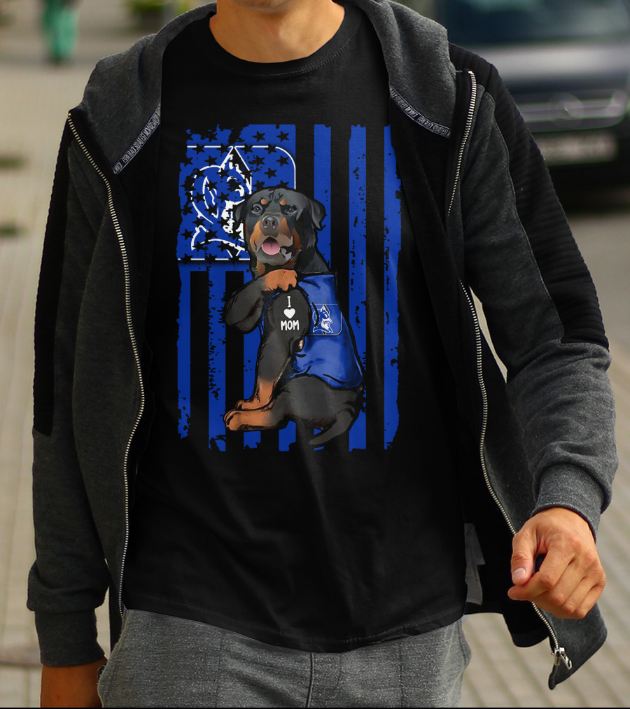 Rottweiler Duke Blue Devils I Love Mom T-Shirt