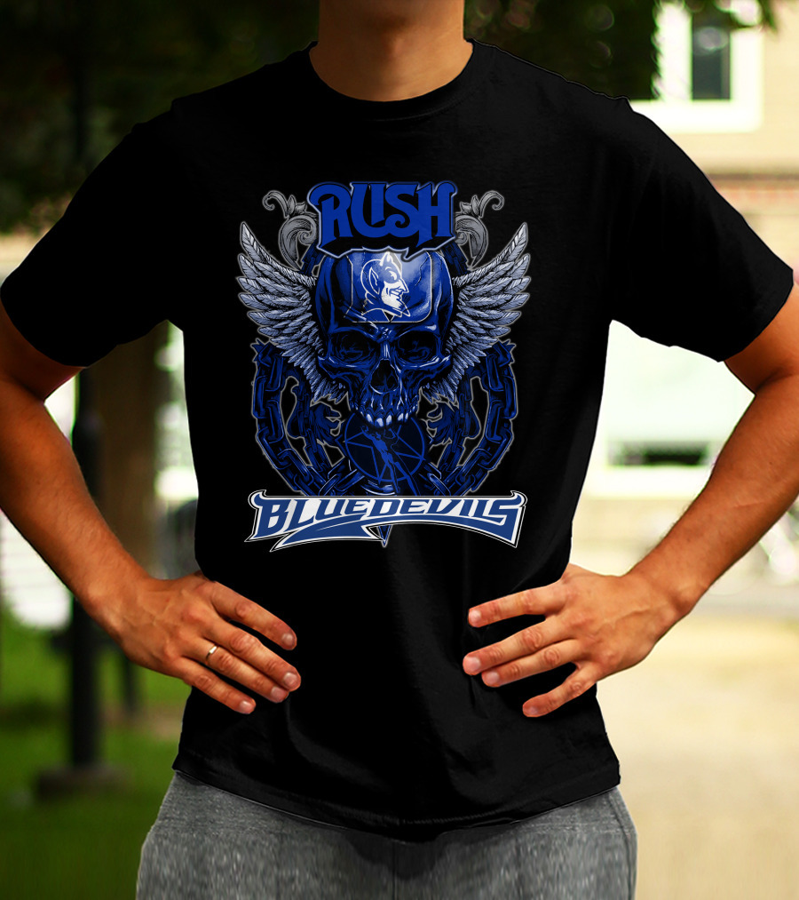 Rush Duke Blue Devils Winged Skull Emblem T-Shirt