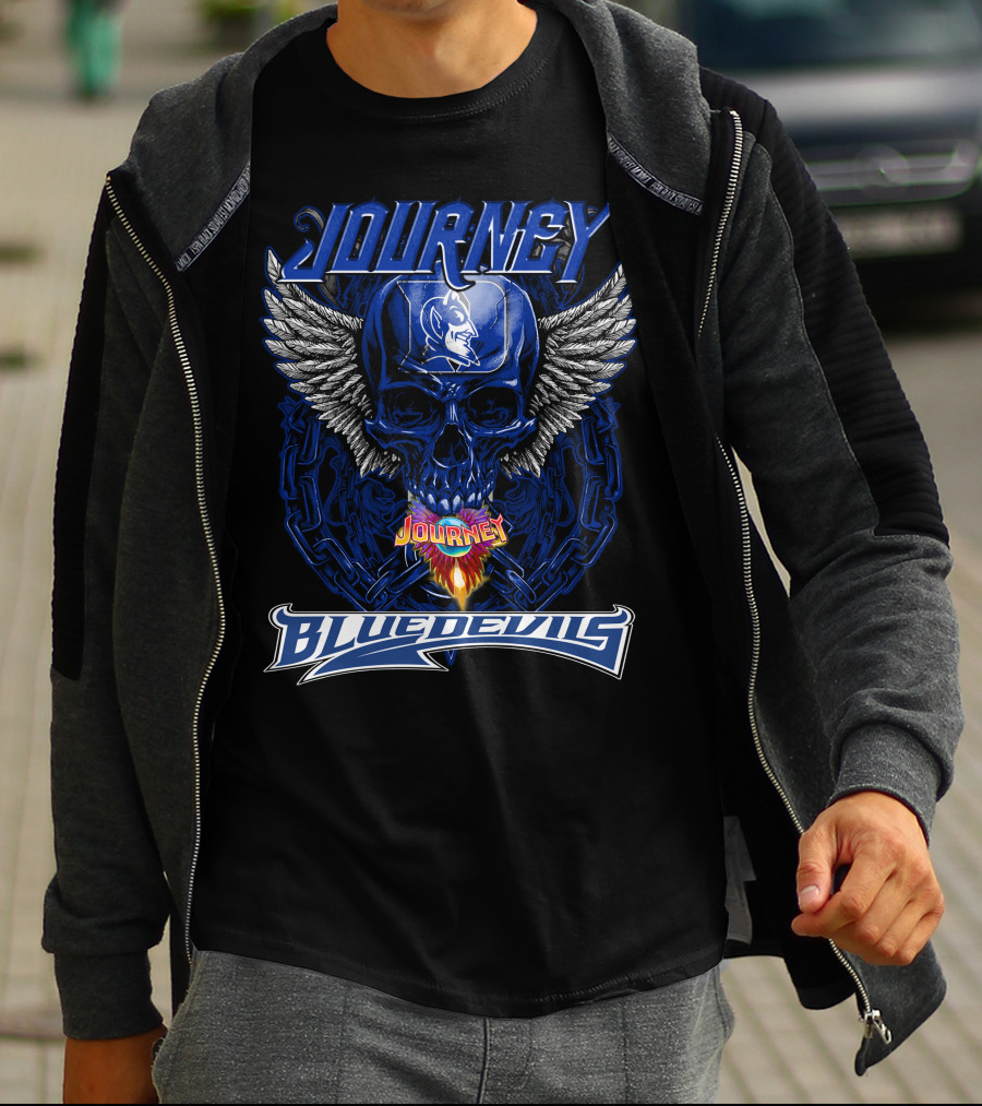 Journey Blue Devils Skull Wings Flame T-Shirt