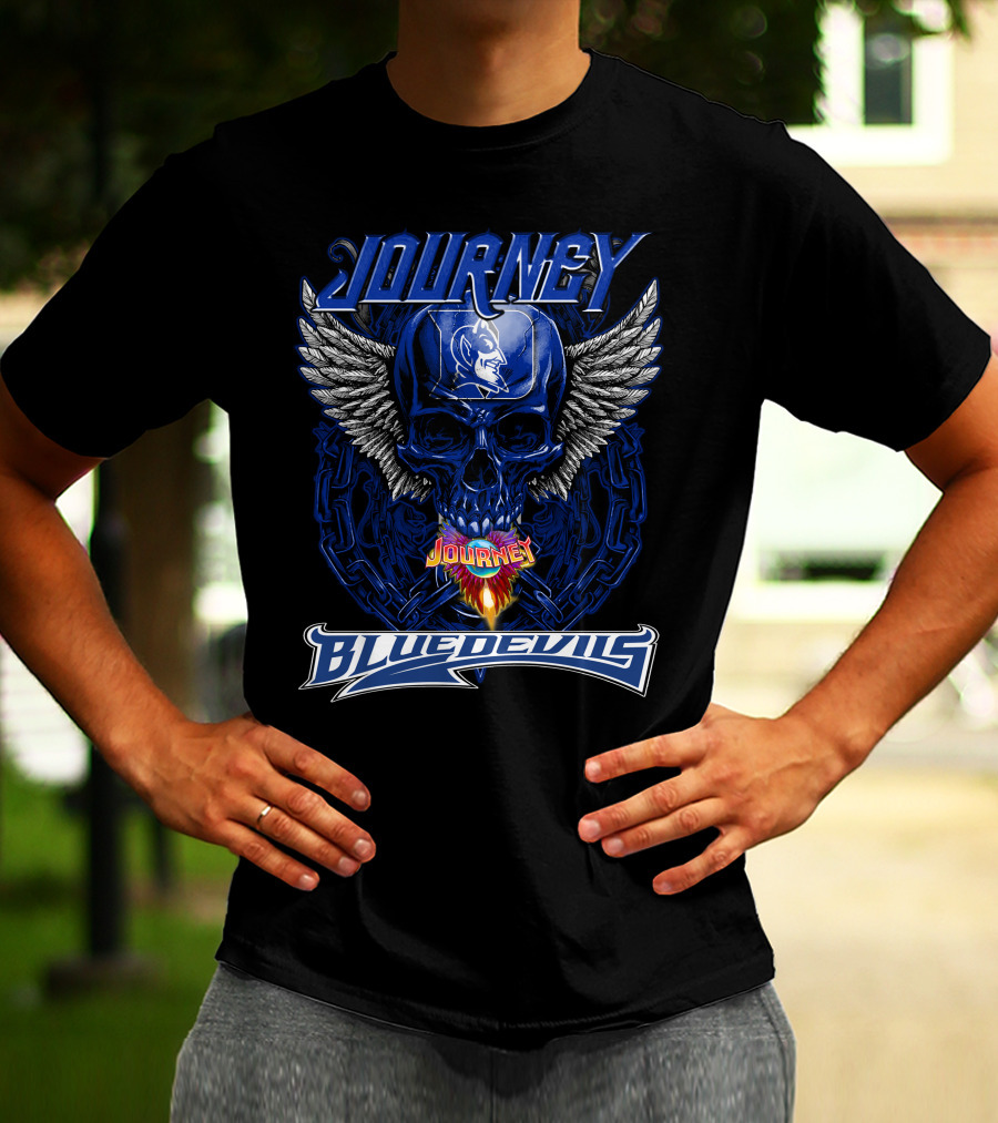 Journey Blue Devils Skull Wings Flame T-Shirt
