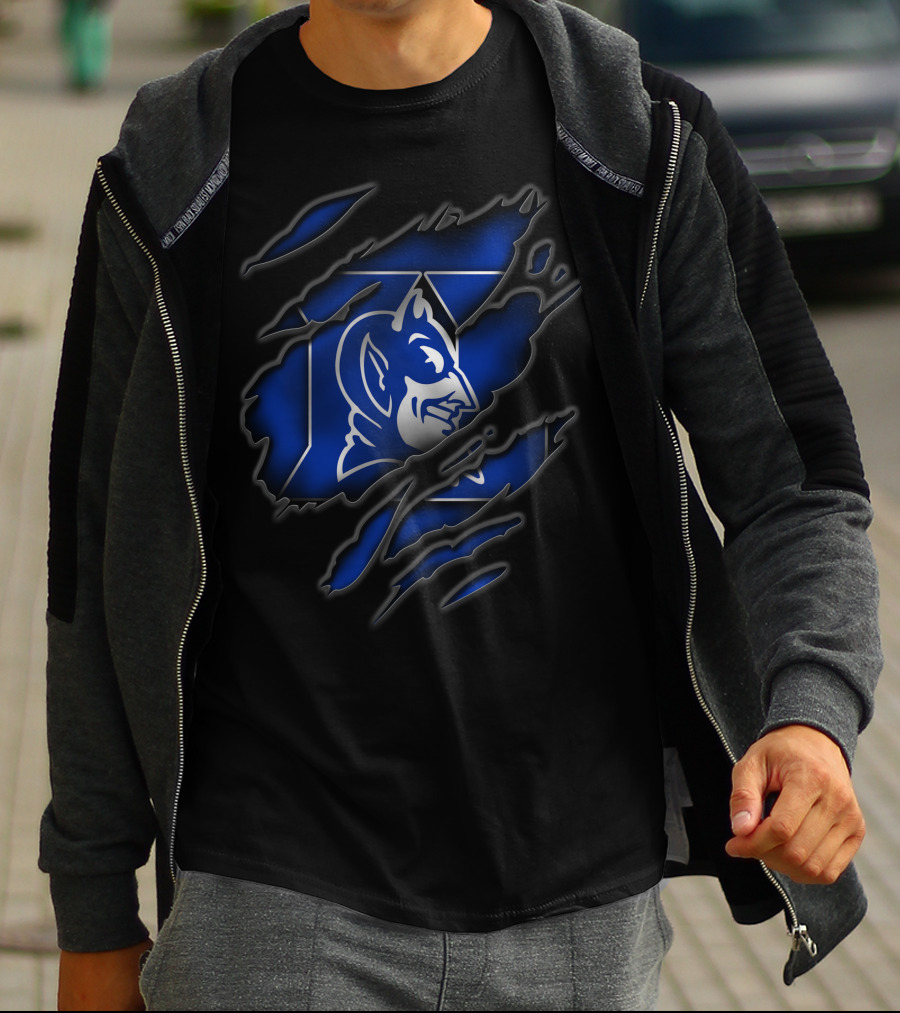 Torn Duke Blue Devils Logo Claw Marks T-Shirt