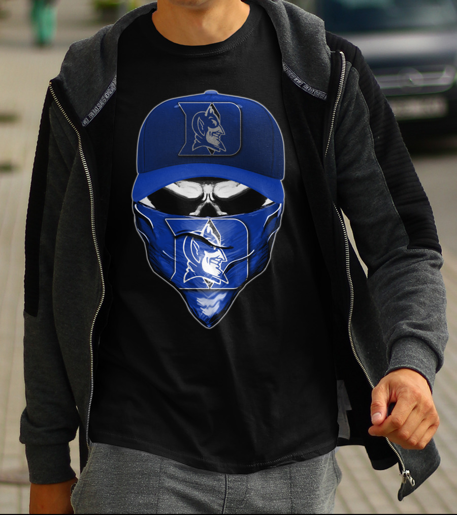 Skull Duke Blue Devils Mascot Bandana And Cap T-Shirt