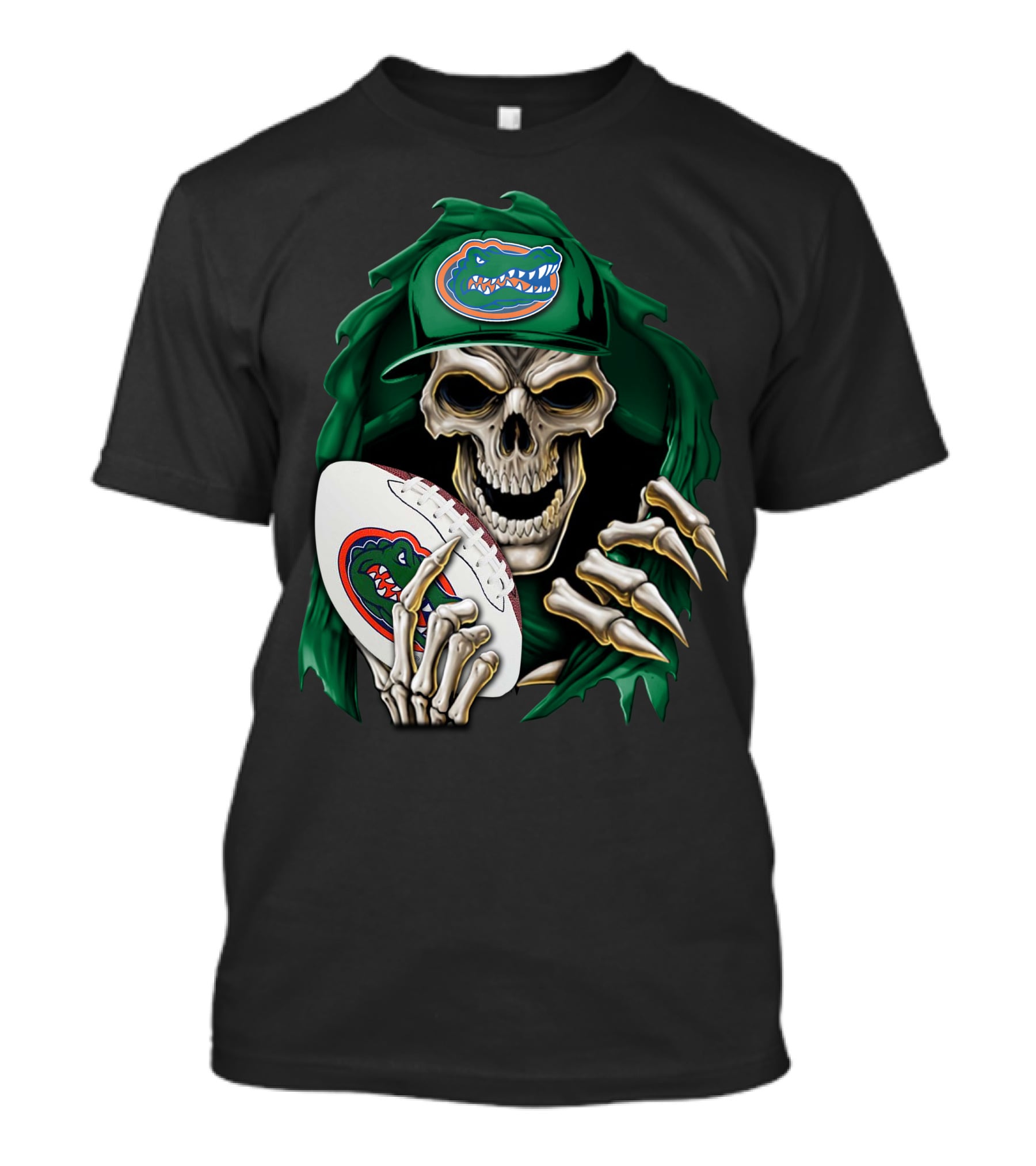 Skullbong Florida Gators Skeleton With Football And Logo T-Shirt
