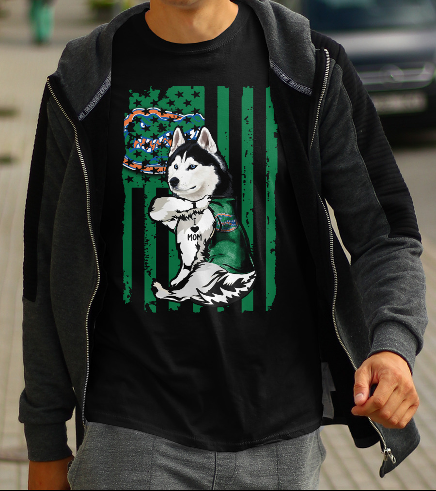 Siberian Husky Love Mom Florida Gators Flag T-Shirt