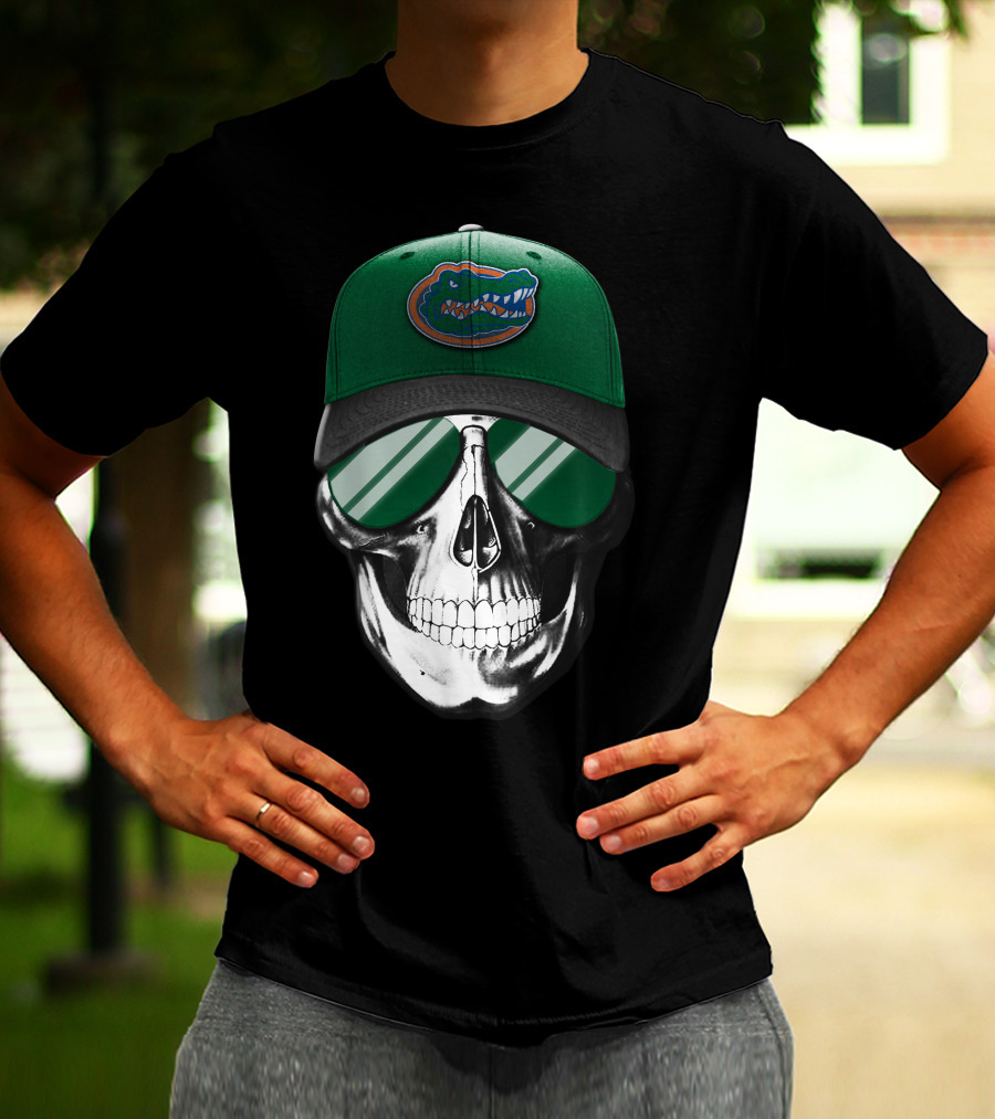Florida Gators Skull With Cap And Sunglasses T-Shirt