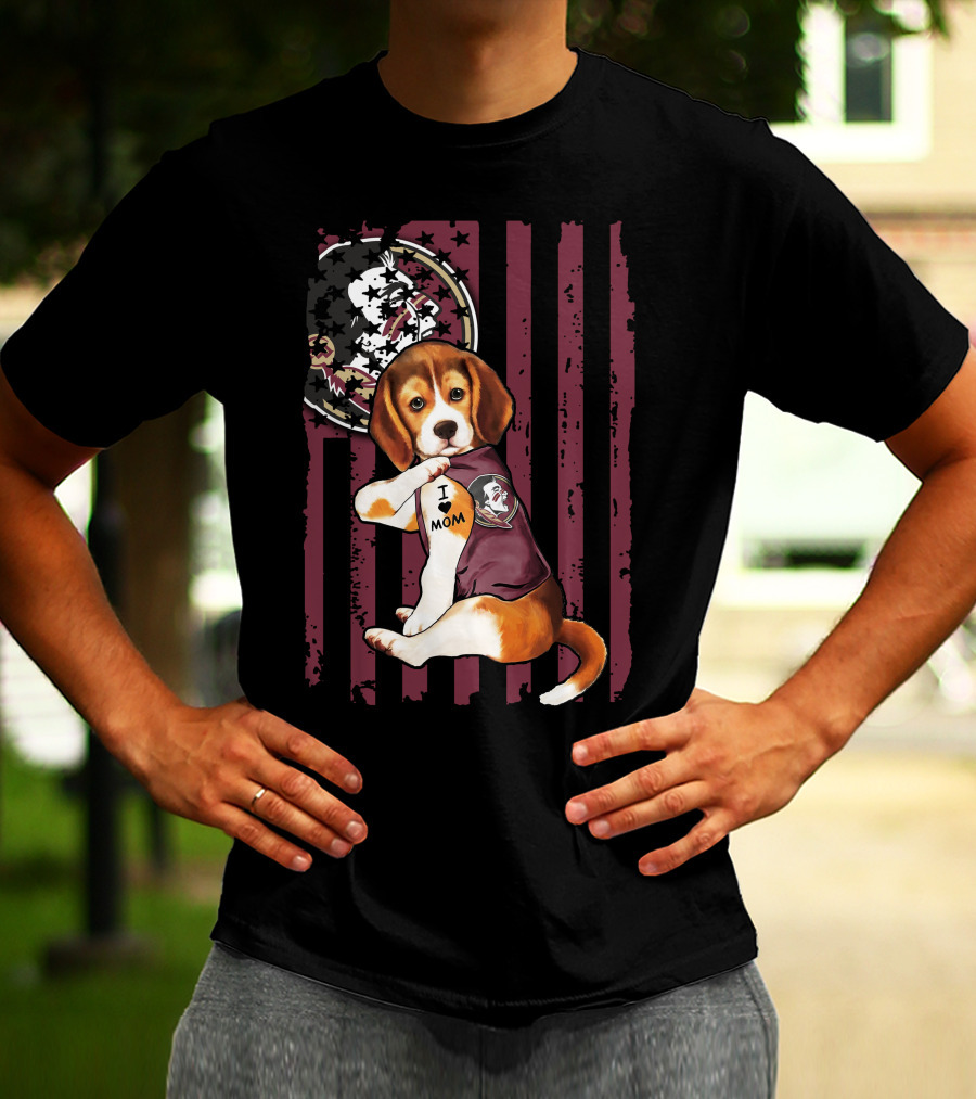 Beagle I Love Mom Florida State Seminoles T-Shirt