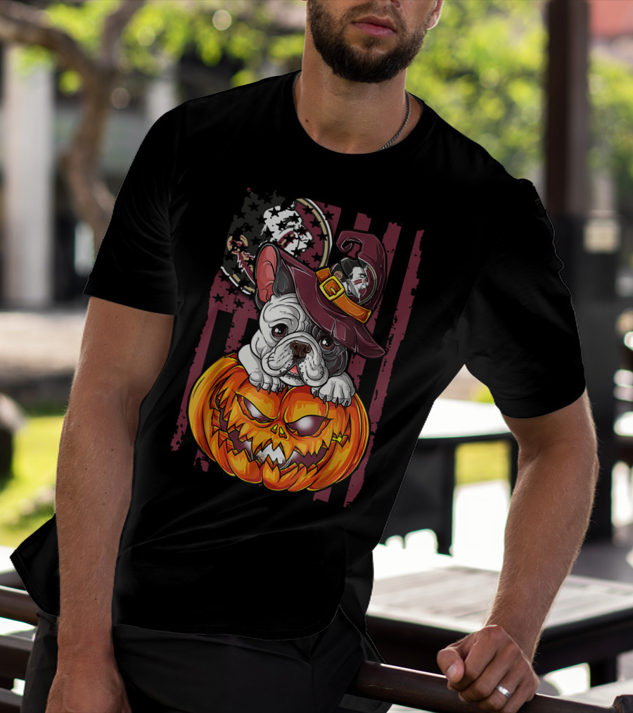 Hlw Bulldog Florida State Seminoles Halloween Pumpkin Wizard Hat T-Shirt