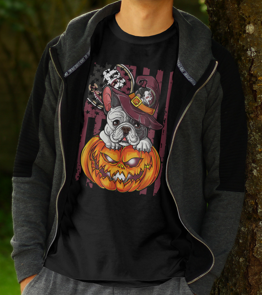 Hlw Bulldog Florida State Seminoles Halloween Pumpkin Wizard Hat T-Shirt