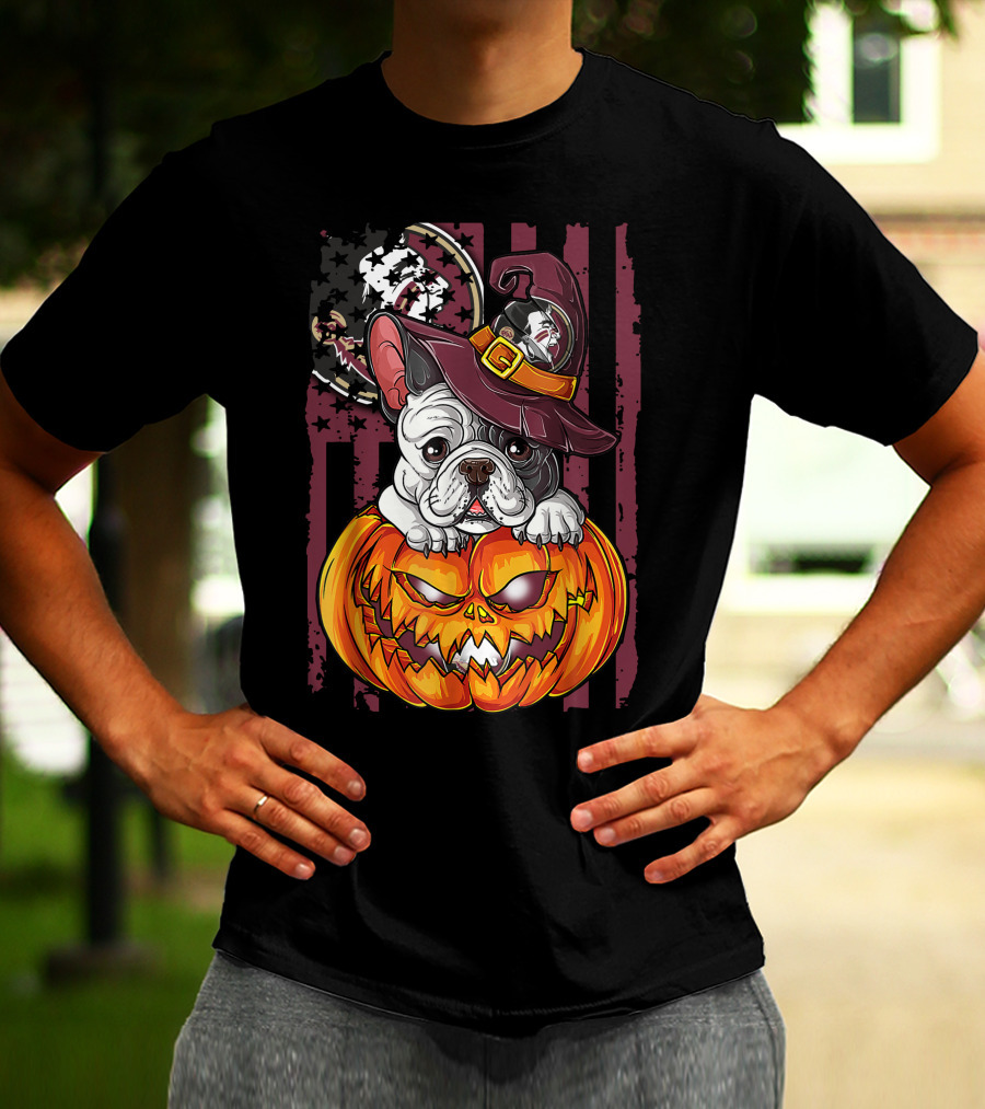 Hlw Bulldog Florida State Seminoles Halloween Pumpkin Wizard Hat T-Shirt