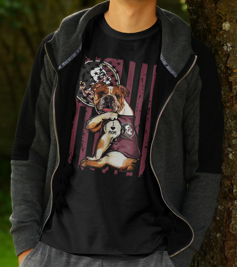 Bulldog I Love Mom Florida State Seminoles T-Shirt