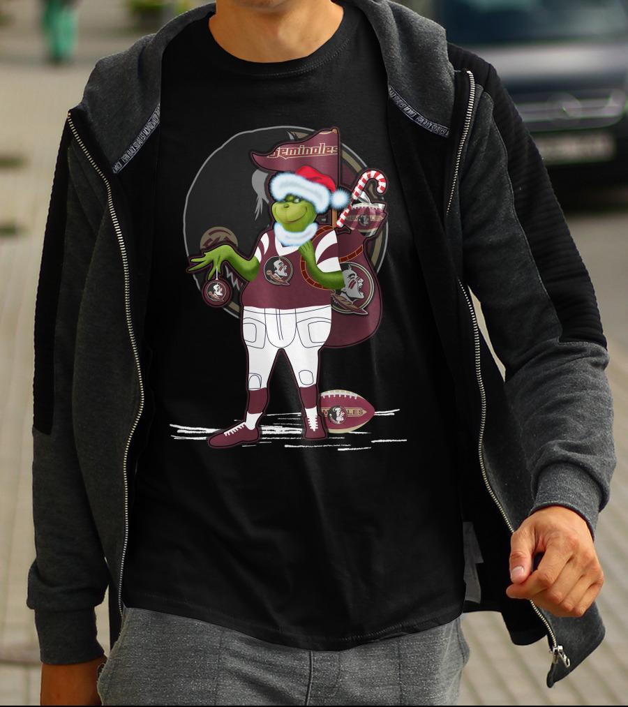 Grinchxmas Florida State Seminoles Holiday Football Fan T-Shirt