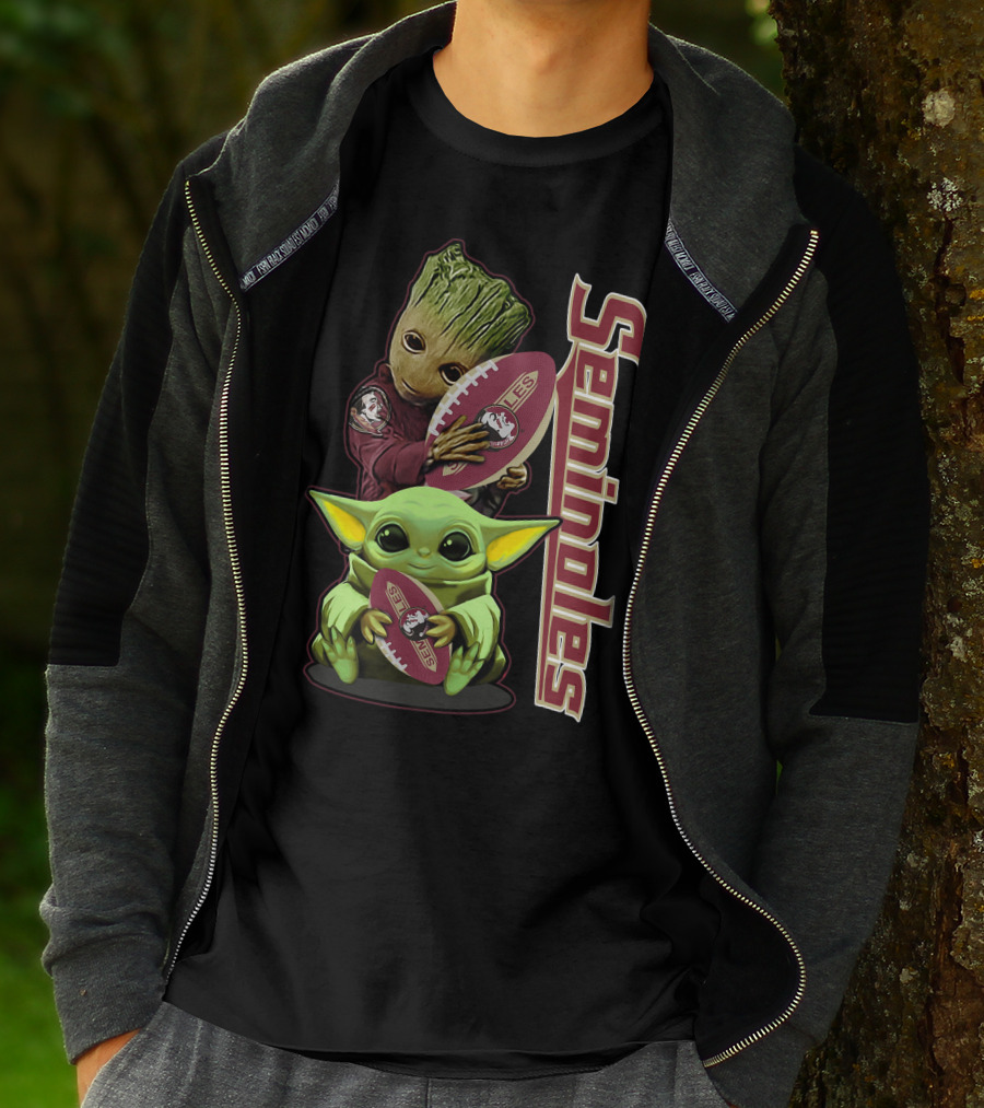 Seminoles Baby Alien And Tree Hero Holding Football T-Shirt