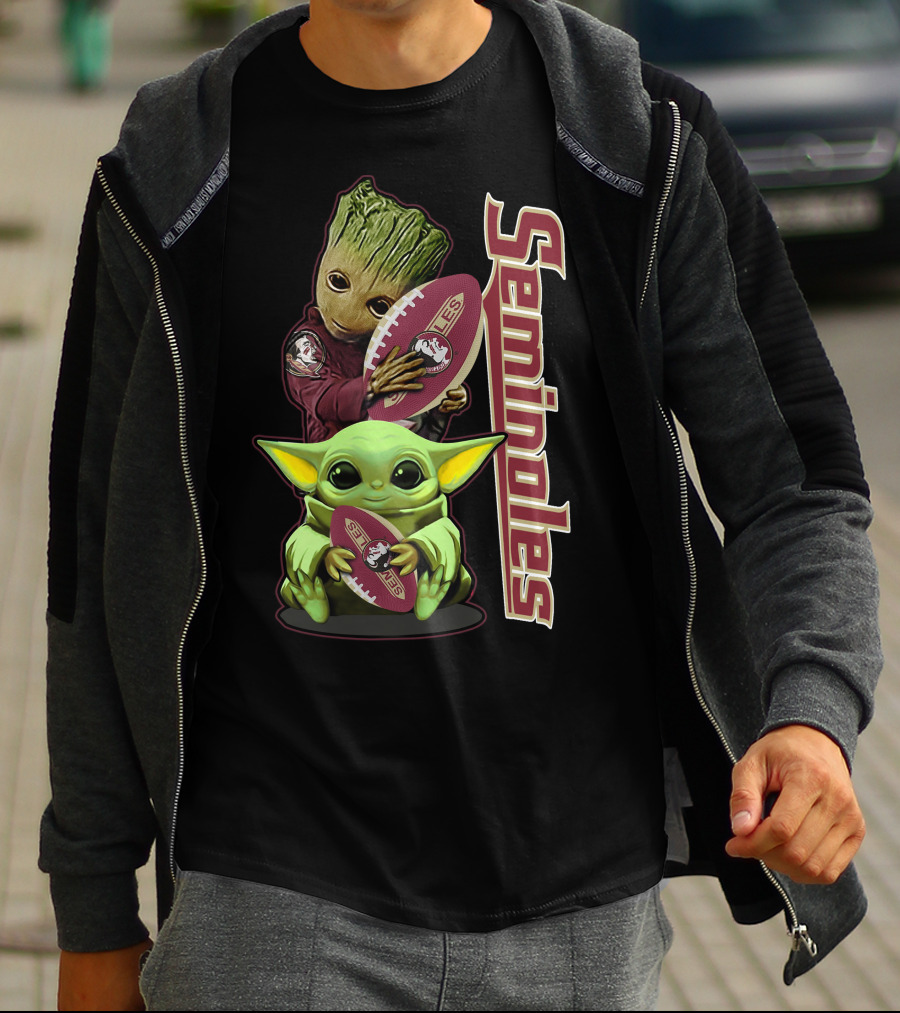 Seminoles Baby Alien And Tree Hero Holding Football T-Shirt