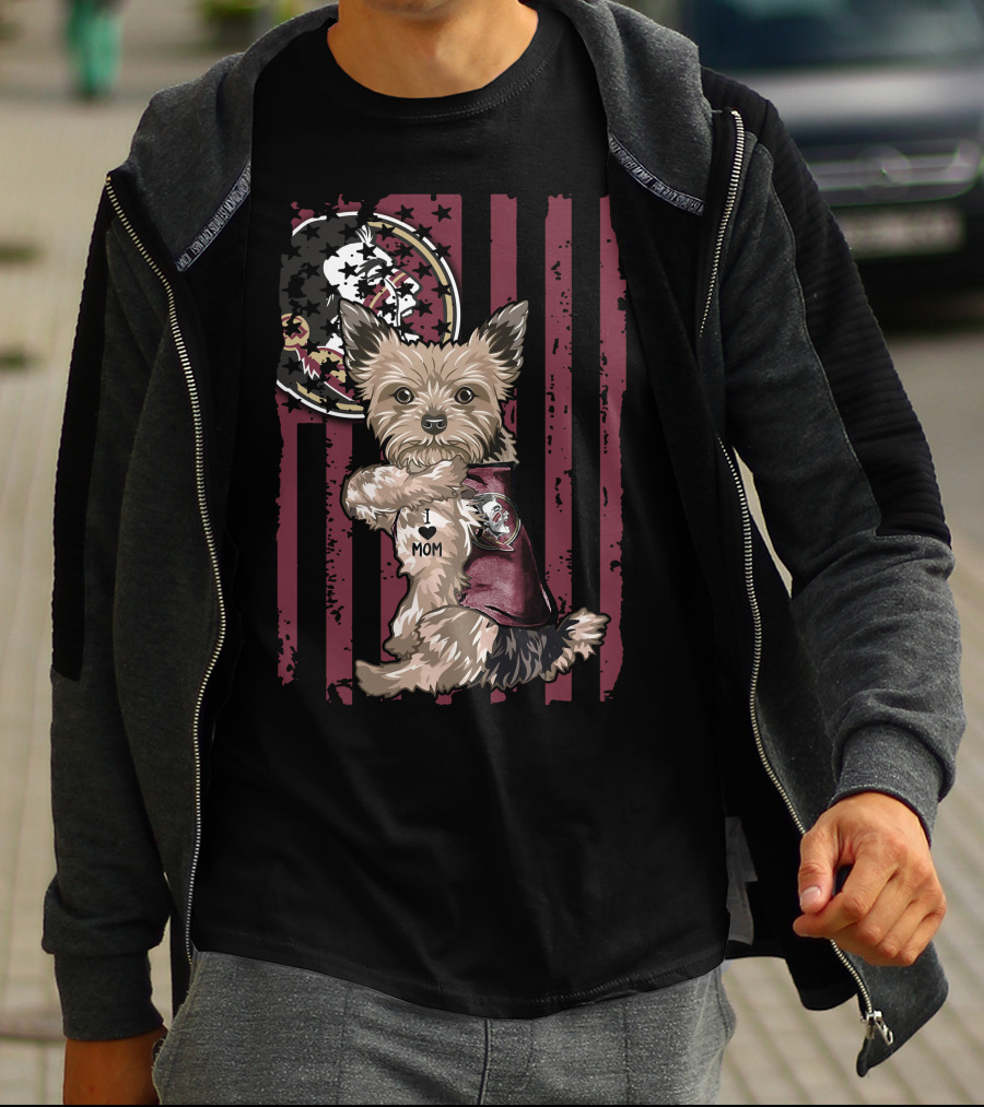 Yorkshire Terrier I Love Mom Florida State Seminoles T-Shirt