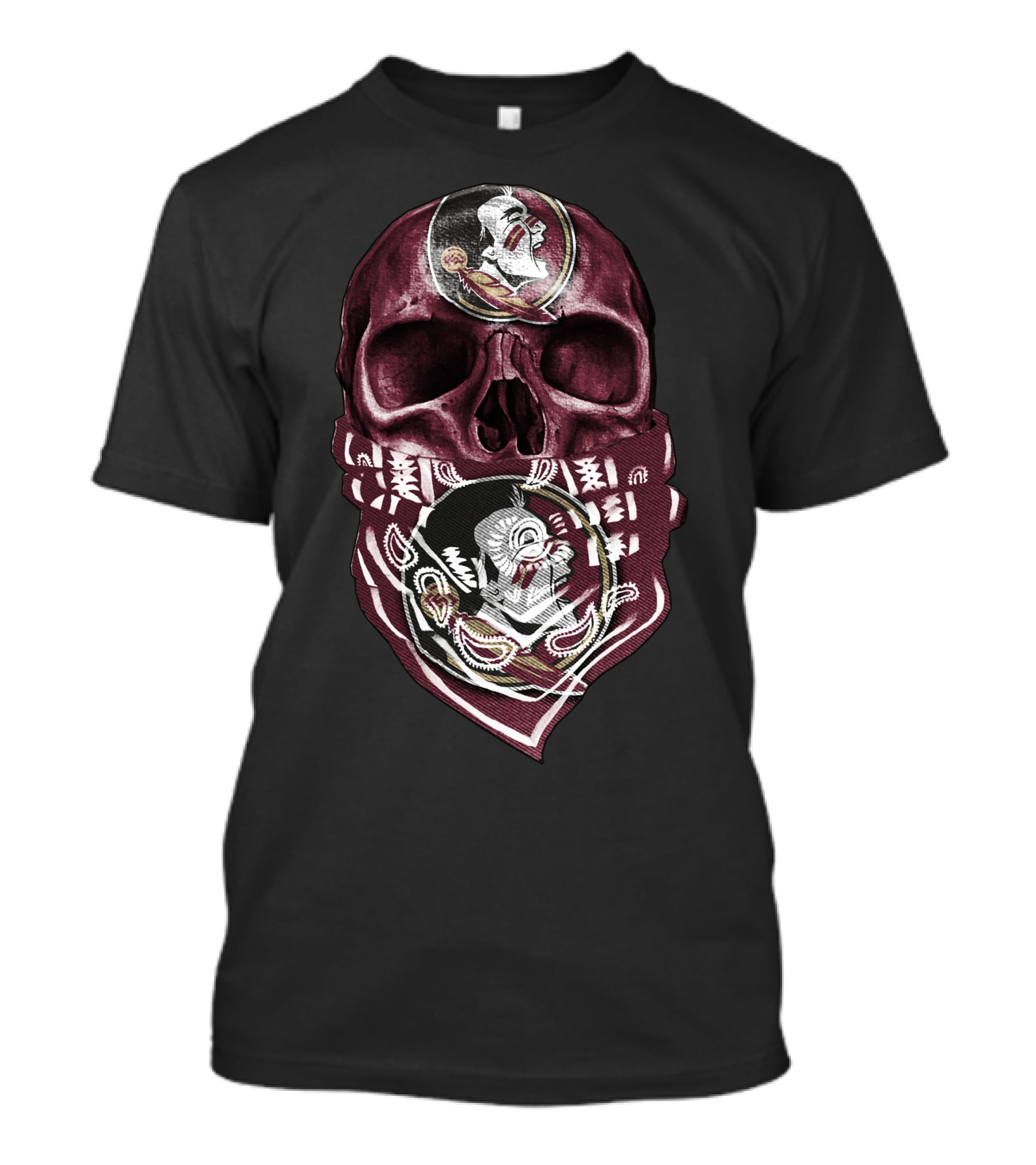 Skull With Florida State Seminoles Logo Bandana T-Shirt