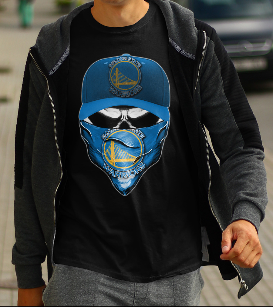 Golden State Warriors Skull V6 Bandana And Cap Combo T-Shirt