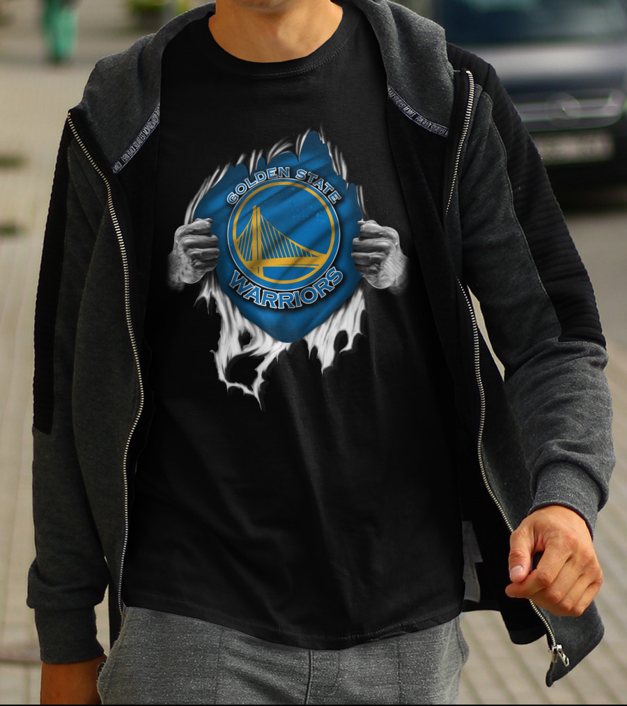 Torn Golden State Warriors Blue T-Shirt