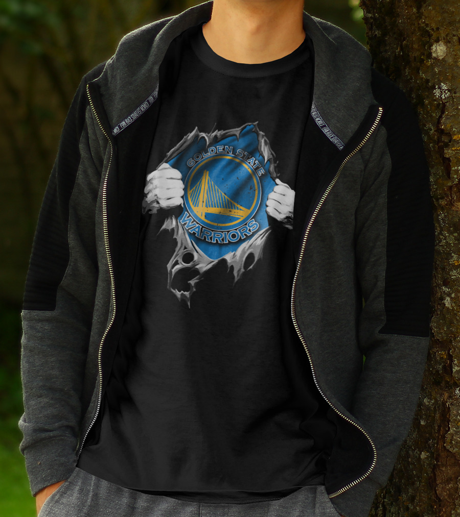 Golden State Warriors Torn V2 Rip Through T-Shirt