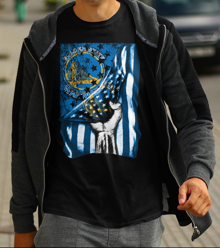 Golden State Warriors Flag V1 Vintage Stars Blue Stripes Hand T-Shirt