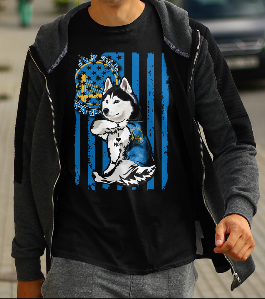 Siberian Husky I Love Mom Golden State Warriors T-Shirt