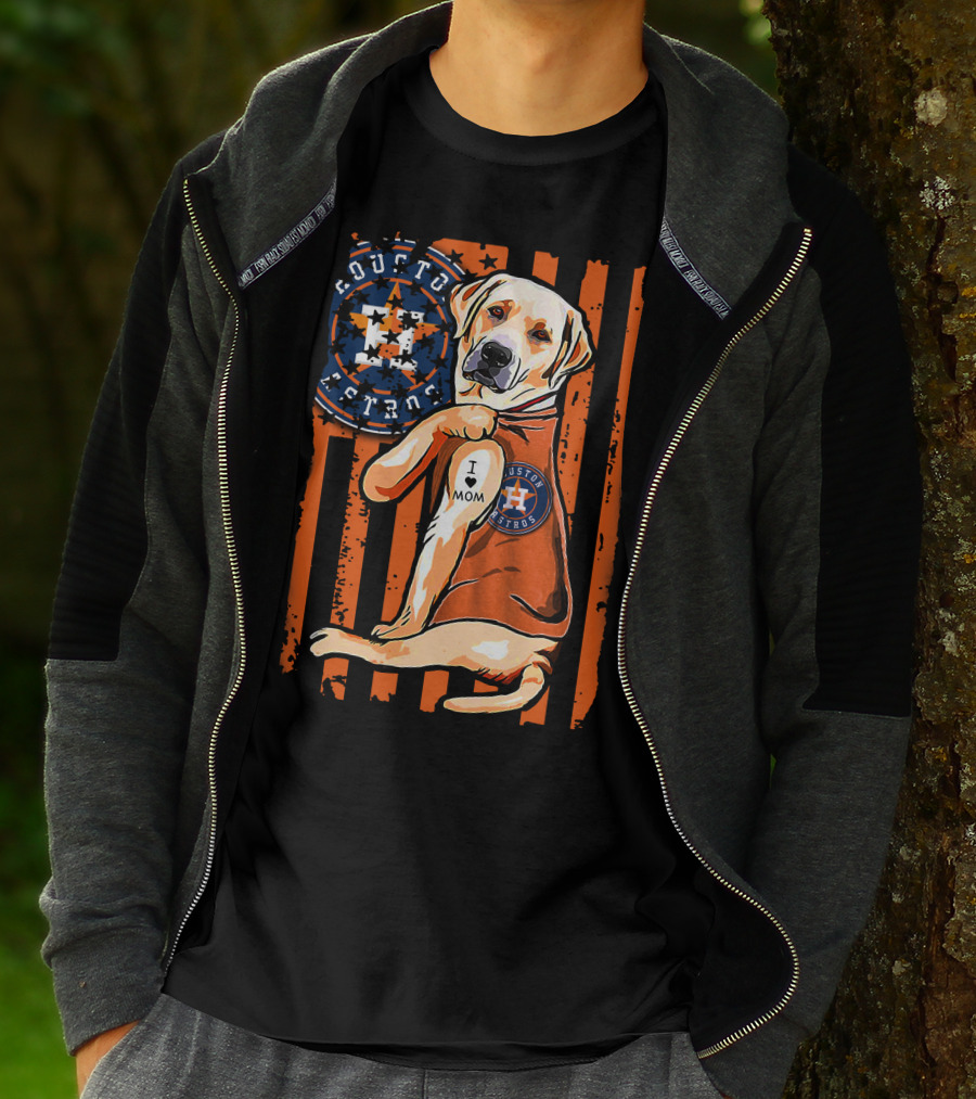 Labrador Retriever I Love Mom Houston Astros T-Shirt