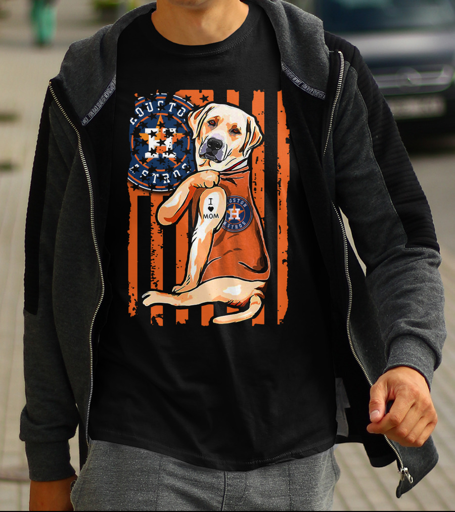 Labrador Retriever I Love Mom Houston Astros T-Shirt