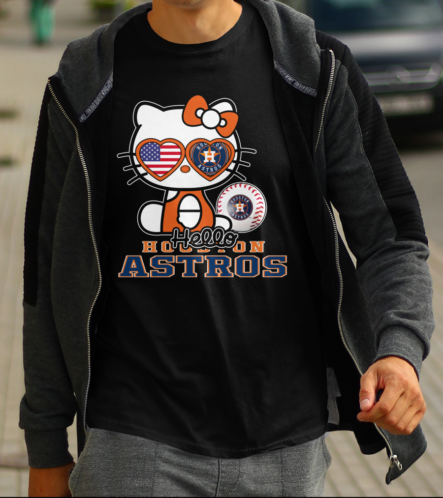 Hello Kitty Houston Astros Usa Baseball T-Shirt