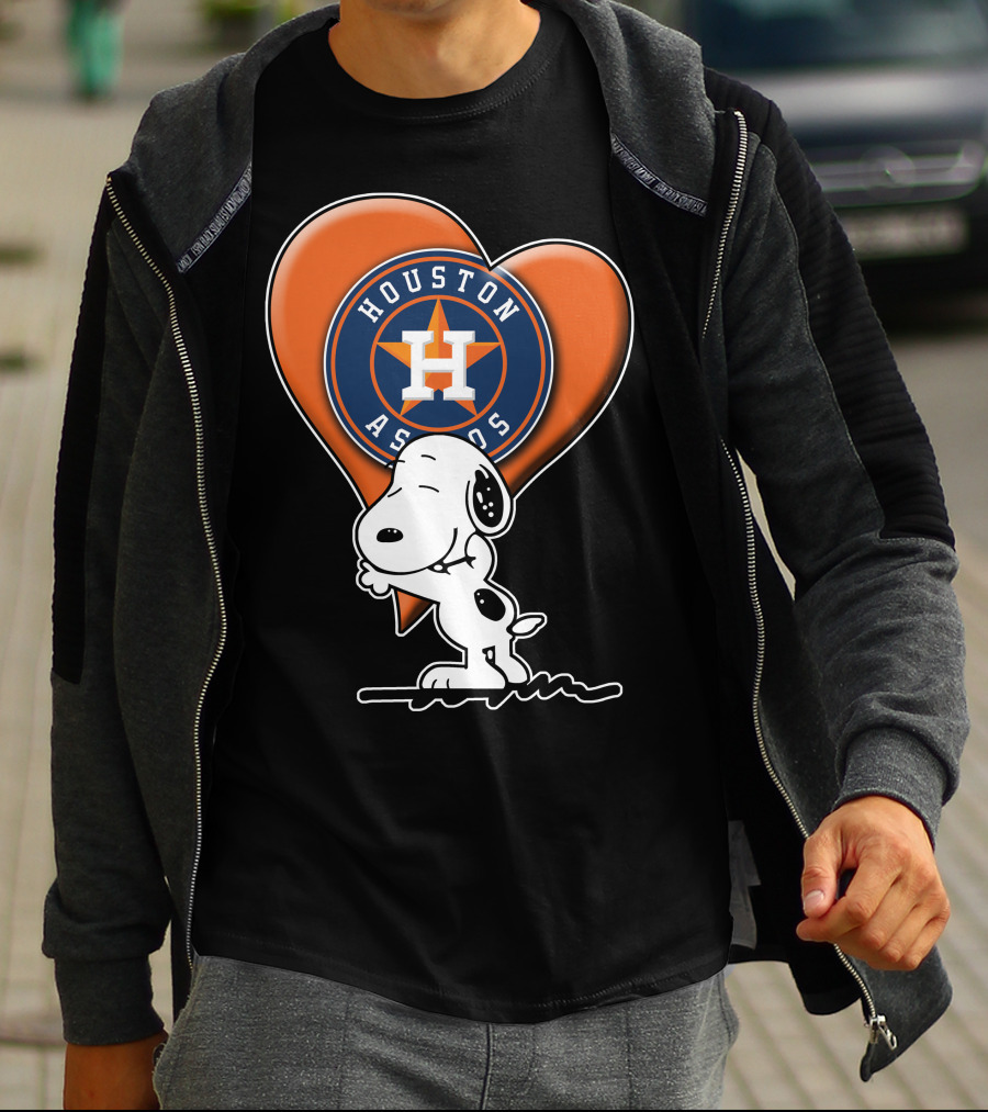 Snoopy Hugging Houston Astros Heart T-Shirt