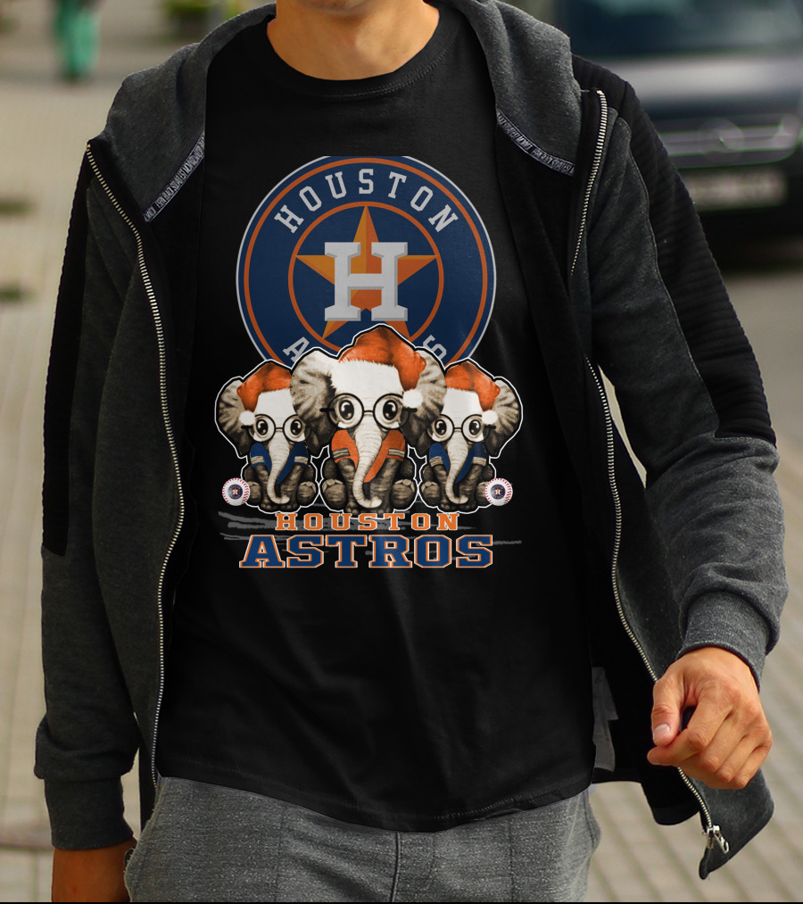 Houston Astros Christmas Elephants T-Shirt