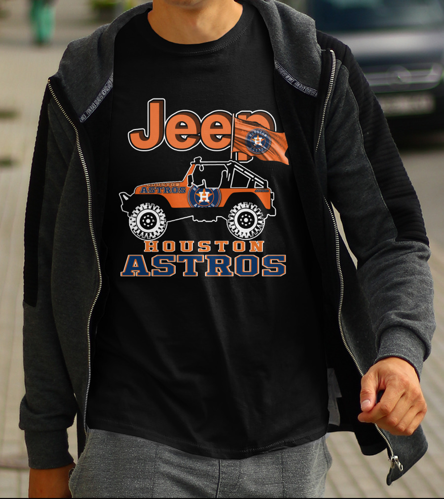 Jeep Houston Astros Logo Orange Jeep Flag Baseball Team T-Shirt